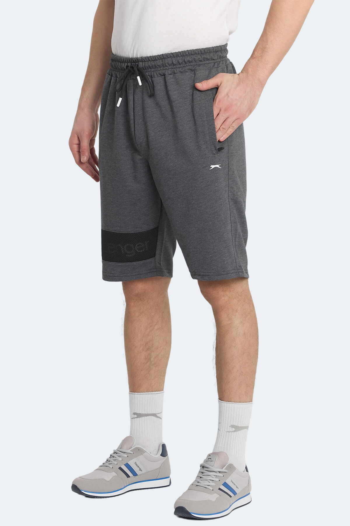 Slazenger NUKA Erkek Cepli Kapri Koyu Gri Şort