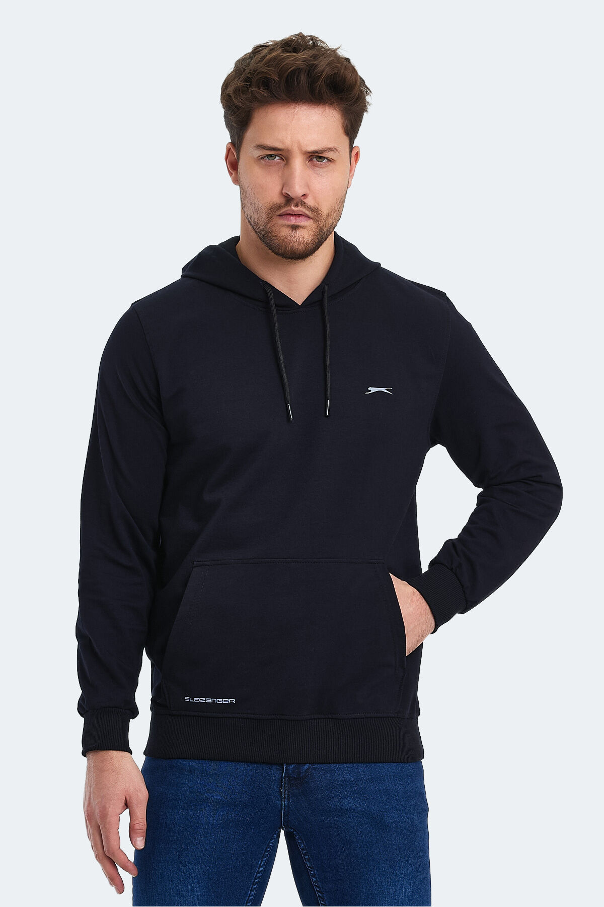 Slazenger OBRA IN Erkek Kapüşonlu Cepli Lacivert Sweatshırt