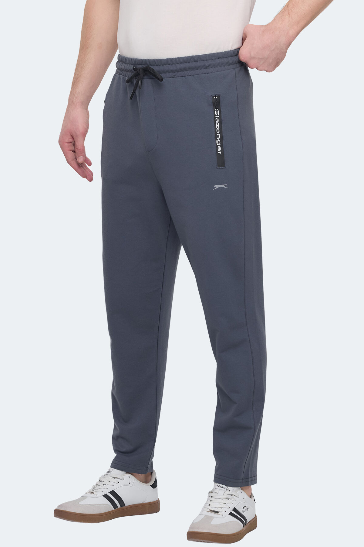 Slazenger OLI IN Erkek Fermuar Cepli Koyu Gri Eşofman Altı