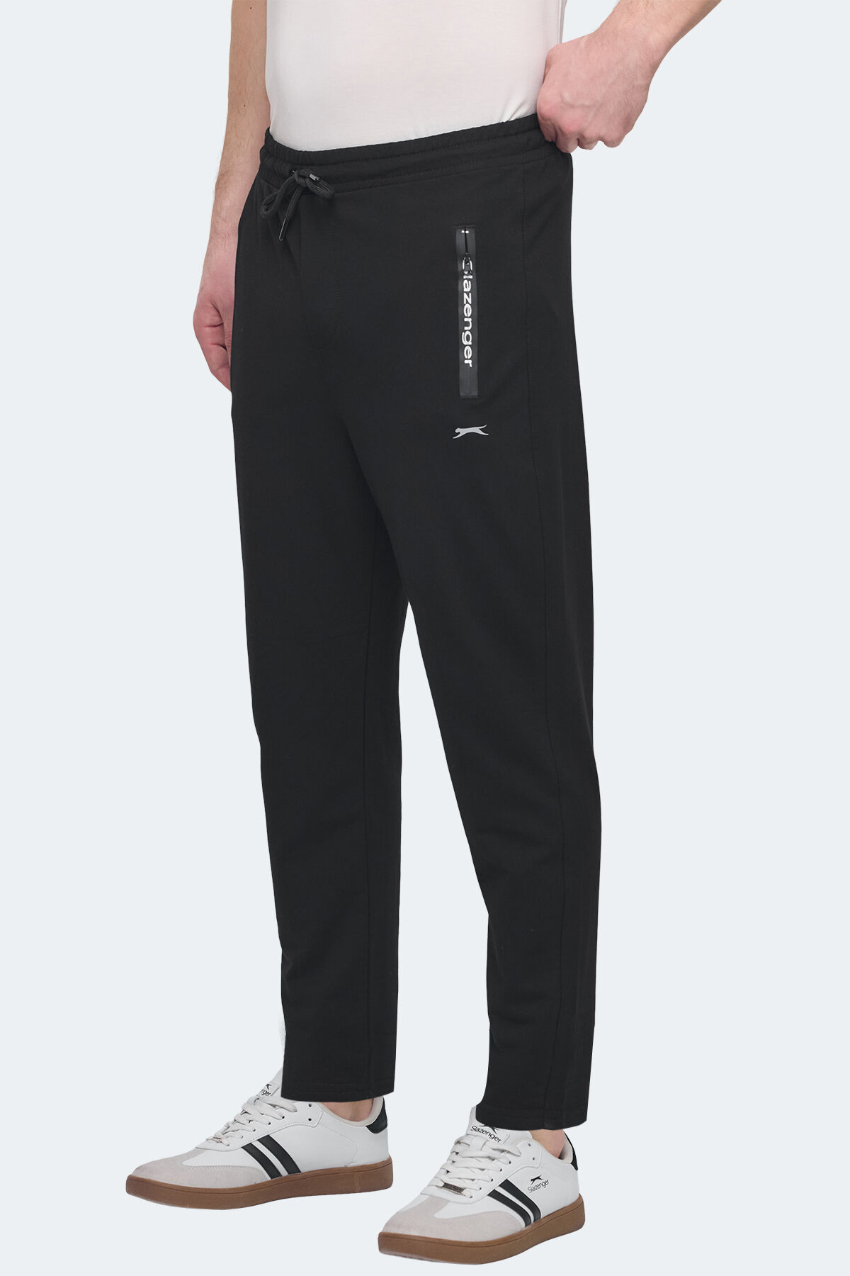 Slazenger OLI IN Erkek Fermuar Cepli Siyah Eşofman Altı
