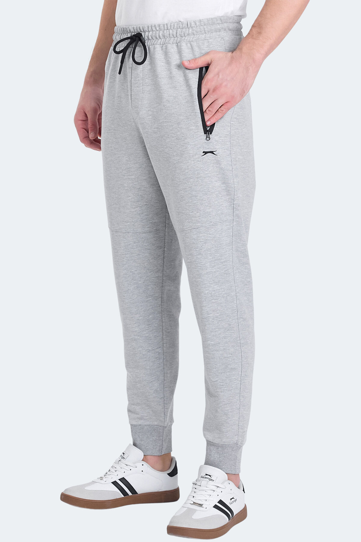 Slazenger ONON IN Erkek Fermuar Cepli Gri Eşofman Altı
