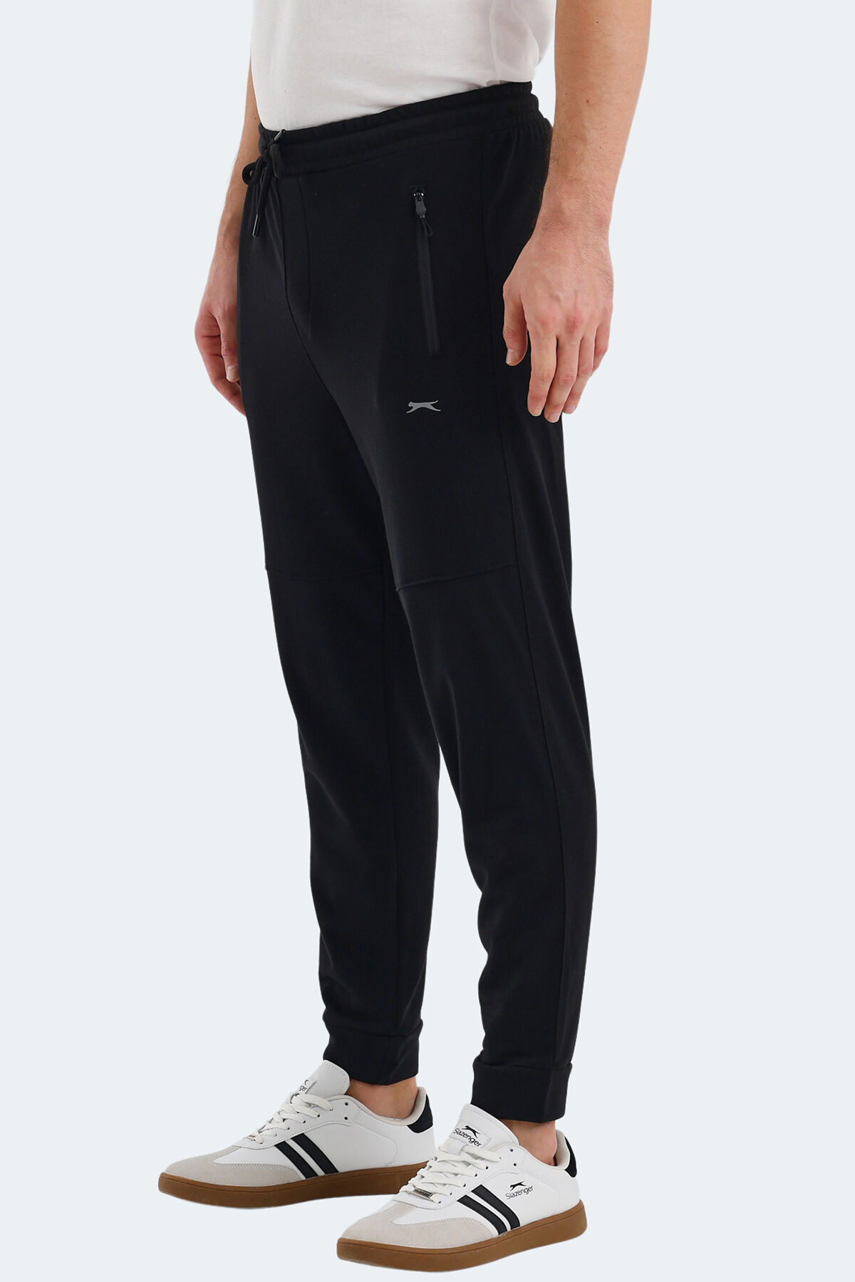 Slazenger ONON IN Erkek Fermuar Cepli Siyah Eşofman Altı
