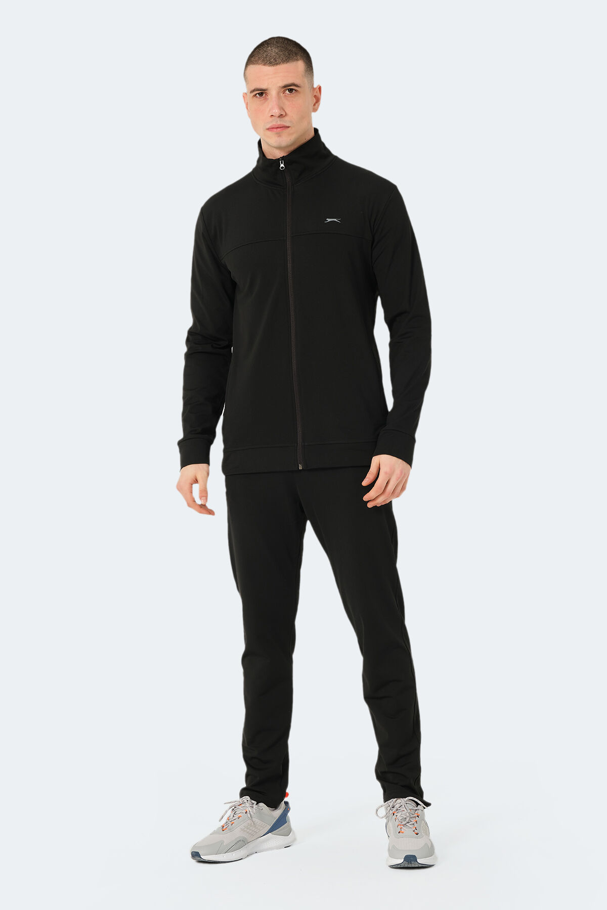 Slazenger OPRAH Erkek Fermuarlı Dik Yaka Cepli Siyah Eşofman Takımı