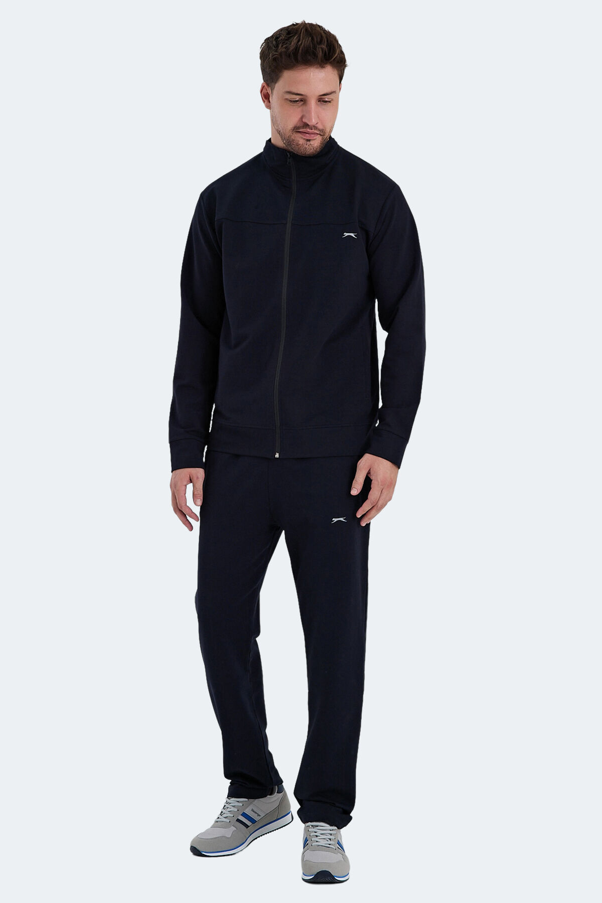 Slazenger ORDER IN Erkek Fermuarlı Dik Yaka Cepli Lacivert Eşofman Takımı