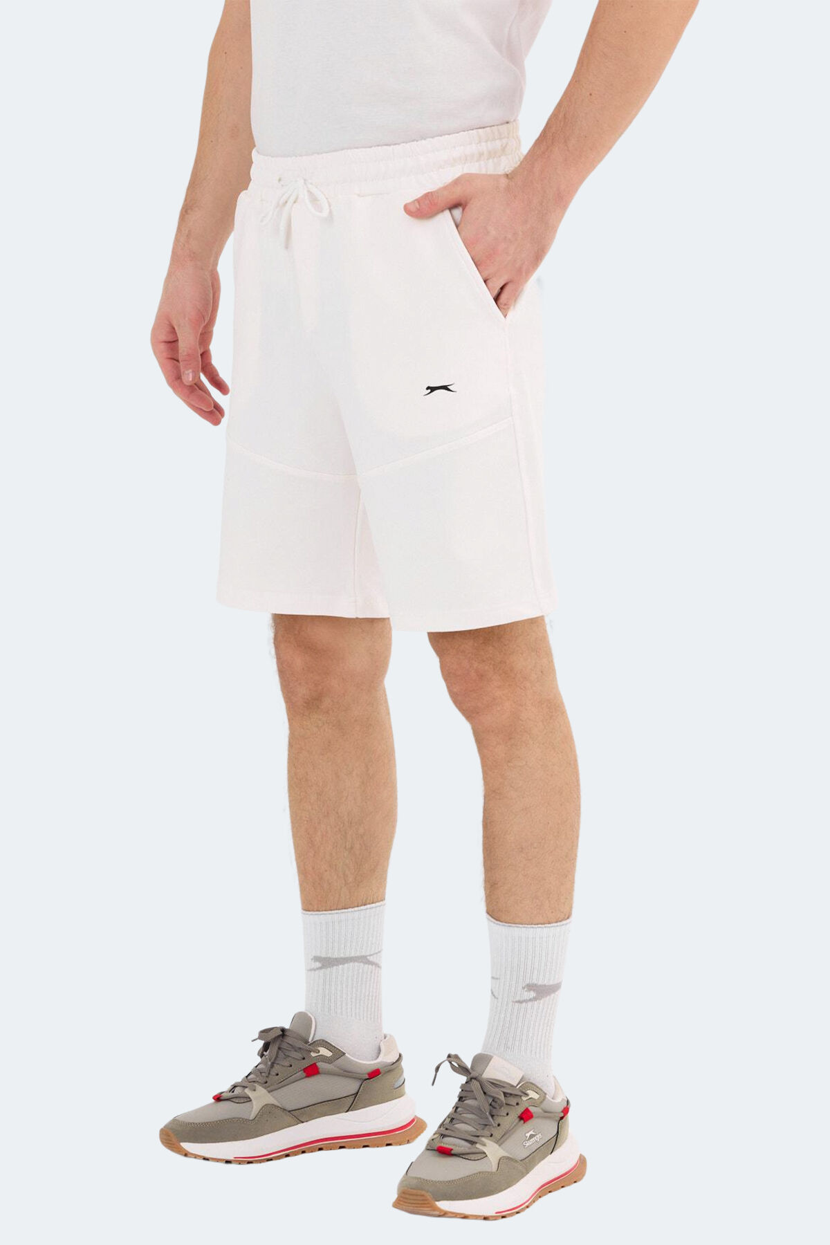 Slazenger ORIA Erkek Cepli Kırık Beyaz Şort