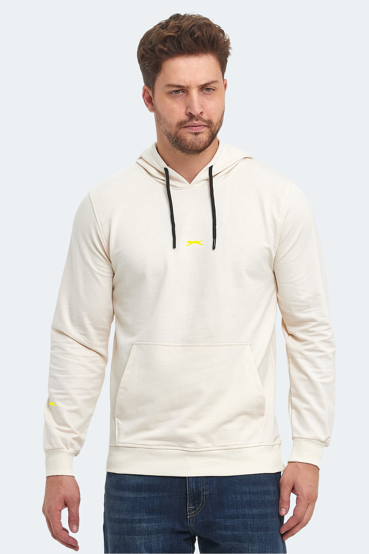 Slazenger OSLO IN Erkek Kapüşonlu Cepli Bej Sweatshırt