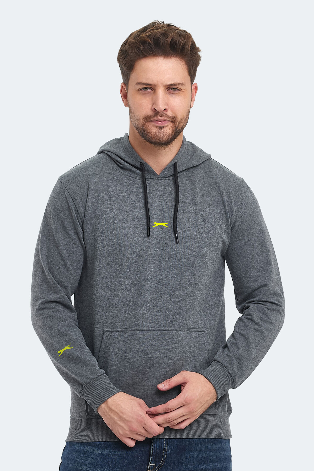 Slazenger OSLO IN Erkek Kapüşonlu Cepli Koyu Gri Sweatshırt