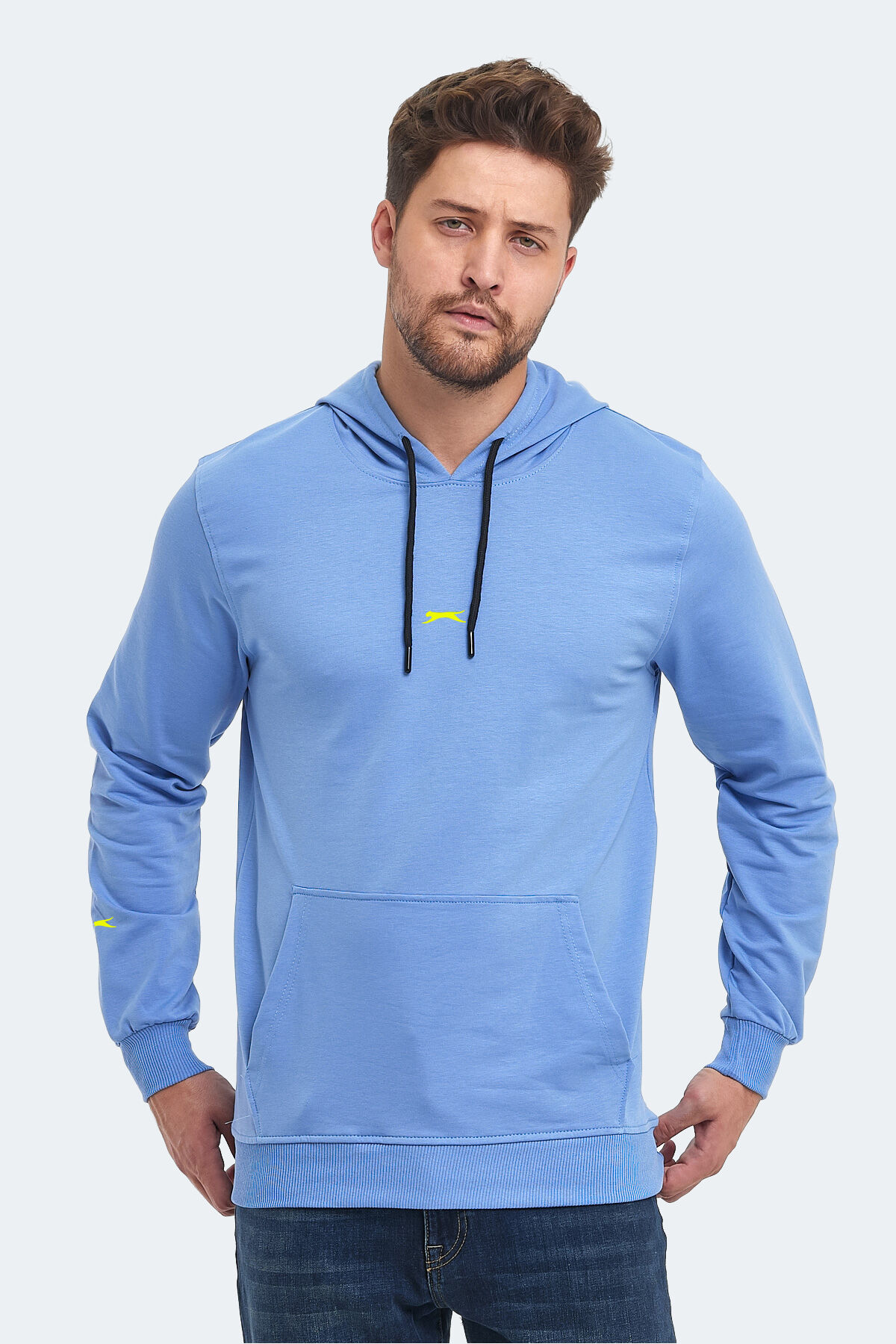 Slazenger OSLO IN Erkek Kapüşonlu Cepli Turkuaz Sweatshırt