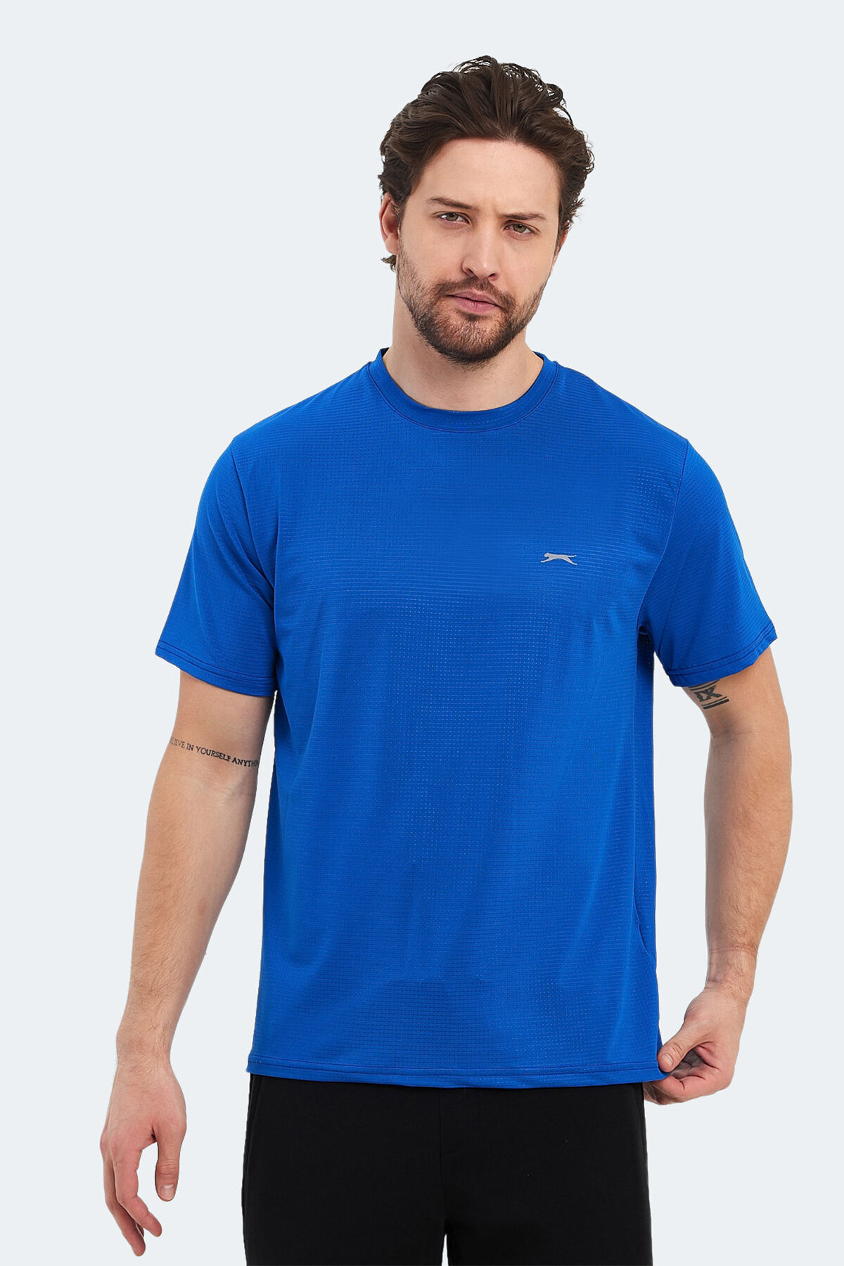 Slazenger OSWIN IN Erkek  Saks Mavi Tişört