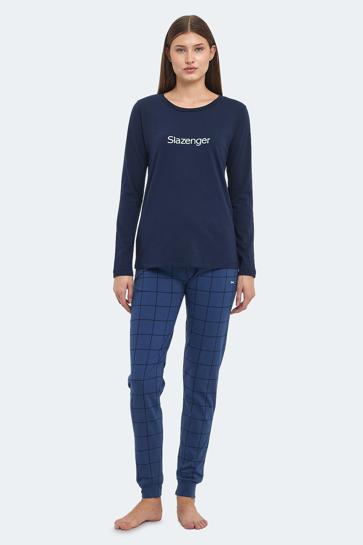 Slazenger PAOLINA IN Kadın Pamuklu Lacivert / Turkuaz Pijama