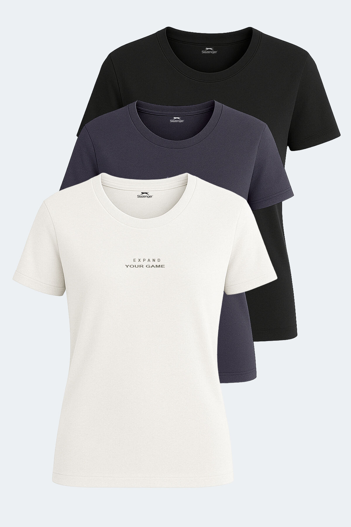 Slazenger PAYTONS 3 lü Set Kadın  Ekru - Siyah - Koyu Gri Tişört
