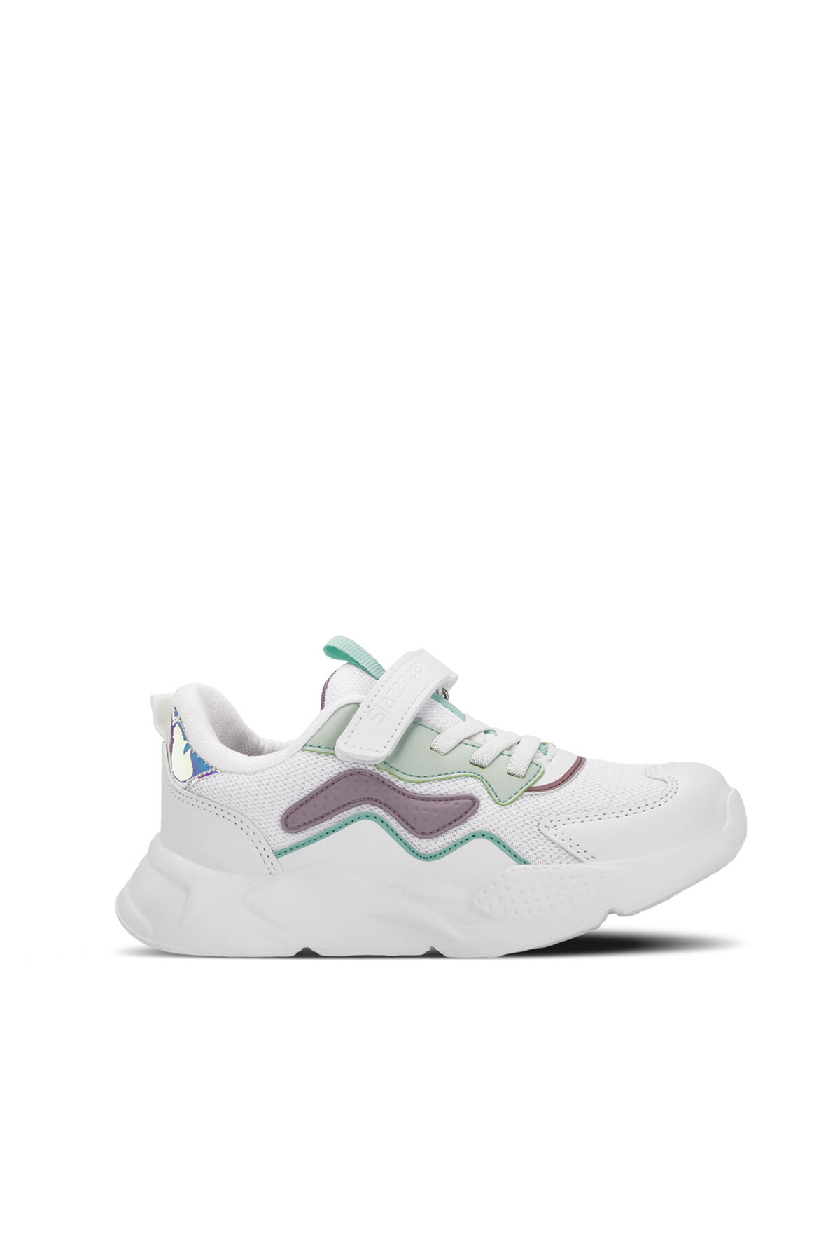 Slazenger PESO I Kız Çocuk Cırt Cırtlı Beyaz / Lila Sneaker