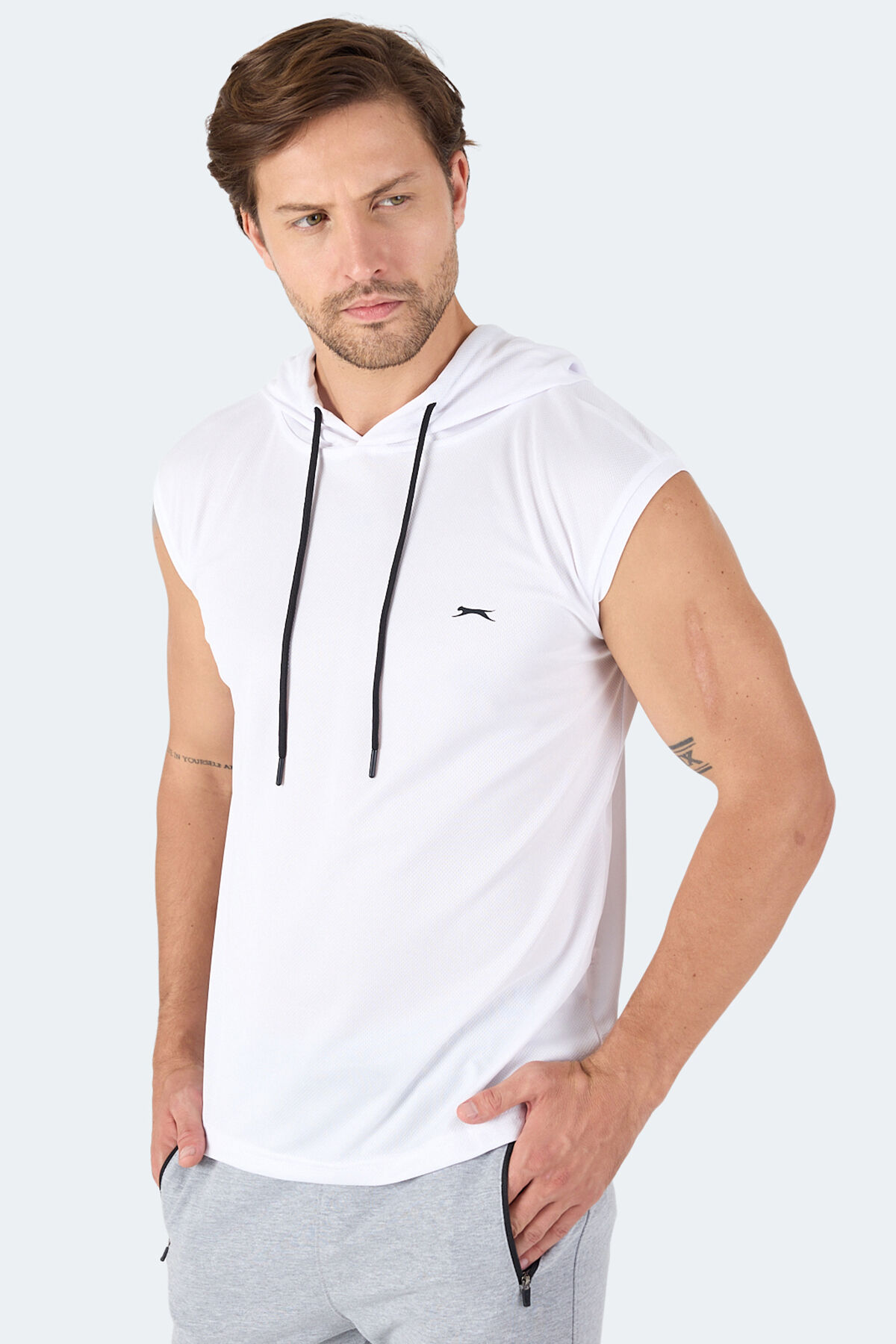 Slazenger RAG Erkek Kolsuz Beyaz Tişört
