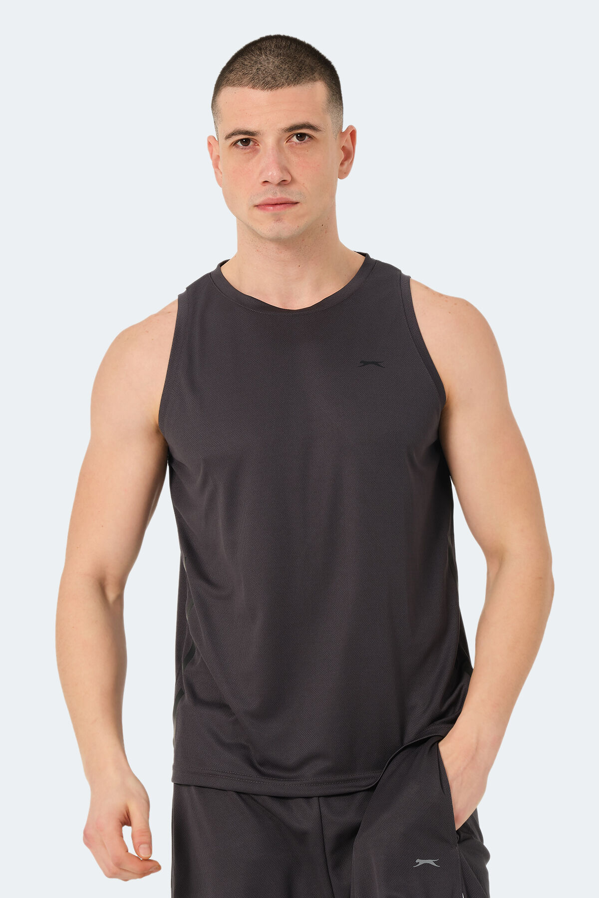 Slazenger RAIS Erkek Kolsuz Koyu Gri Tişört