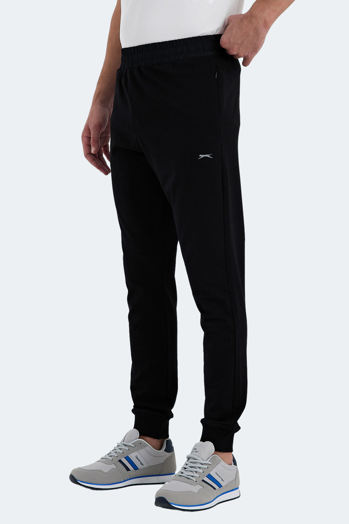 Slazenger RAJKO IN Erkek Fermuar Cepli Slim Fit Siyah Eşofman Altı