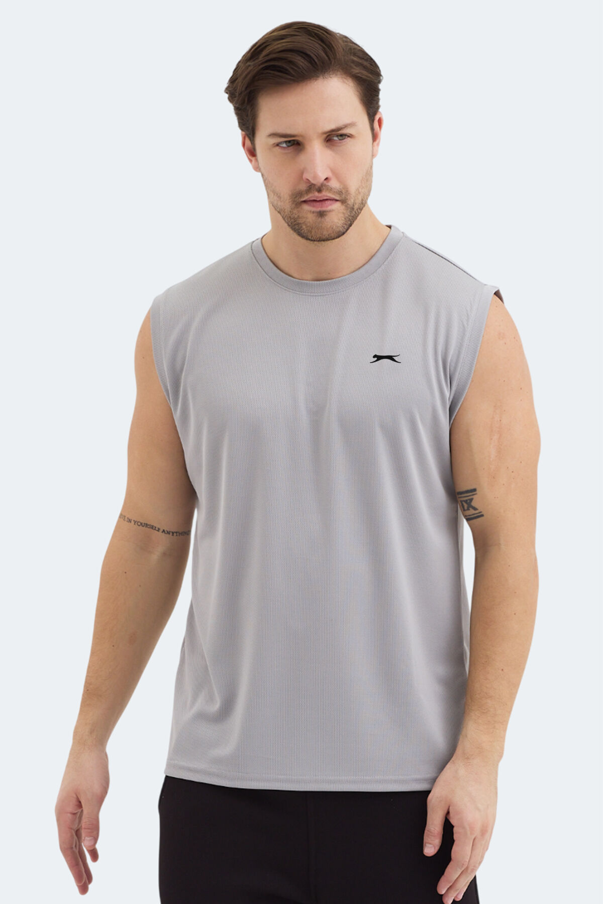 Slazenger RAJYA Erkek Kolsuz Gri Tişört