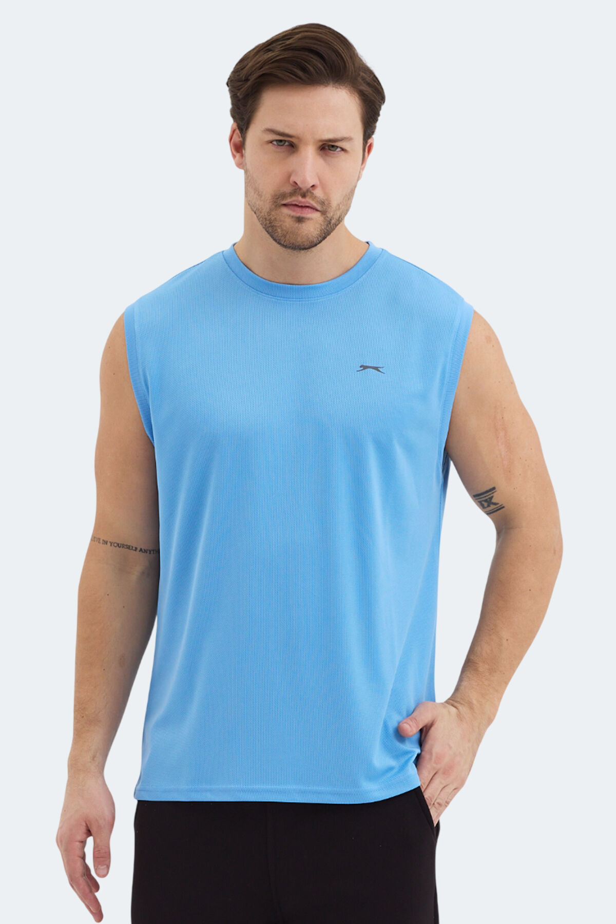 Slazenger RAJYA Erkek Kolsuz Mavi Tişört