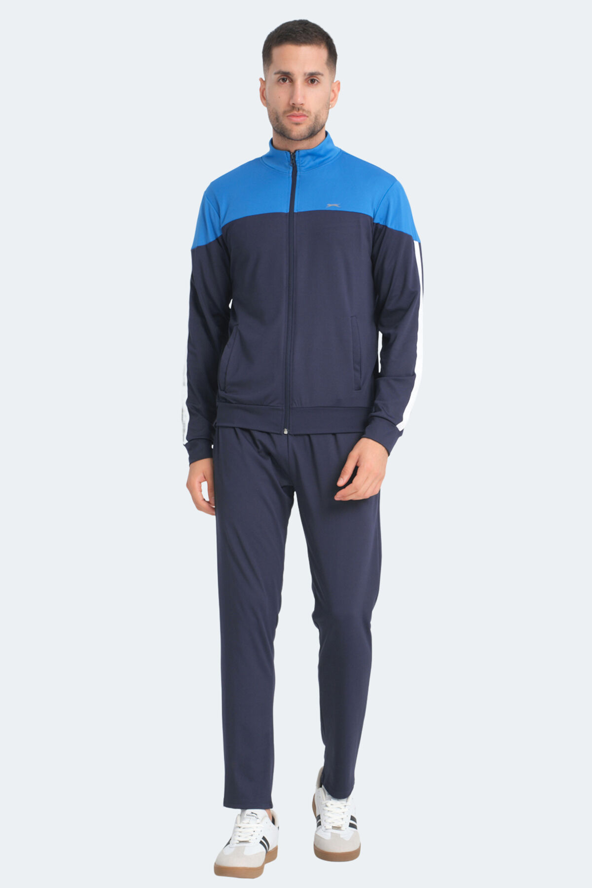 Slazenger RAPIDLY IN Erkek Fermuarlı Dik Yaka Cepli Lacivert Eşofman Takımı