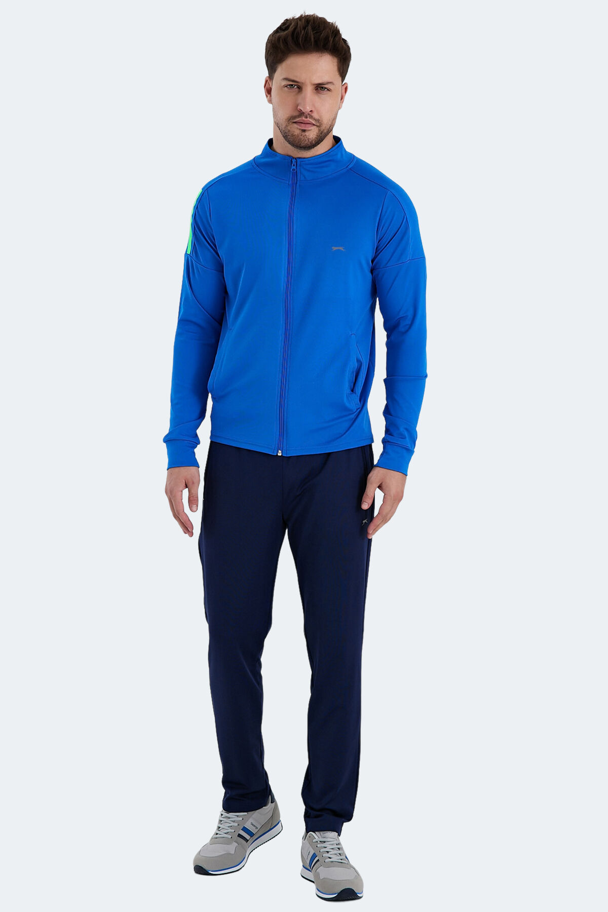 Slazenger RARELY Erkek Fermuarlı Dik Yaka Cepli Saks Mavi Eşofman Takımı