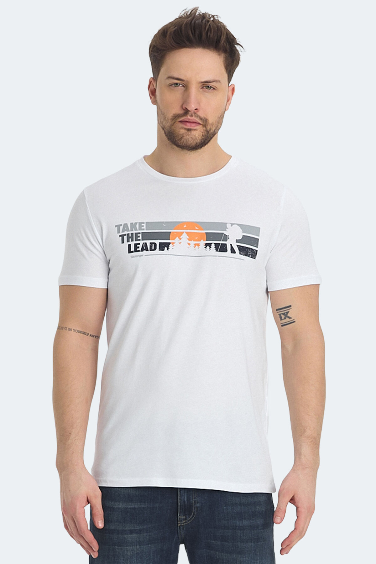 Slazenger RASA IN Erkek Baskılı Beyaz Tişört