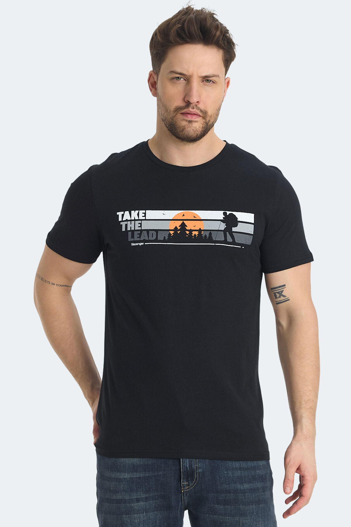 Slazenger RASA IN Erkek Baskılı Siyah Tişört