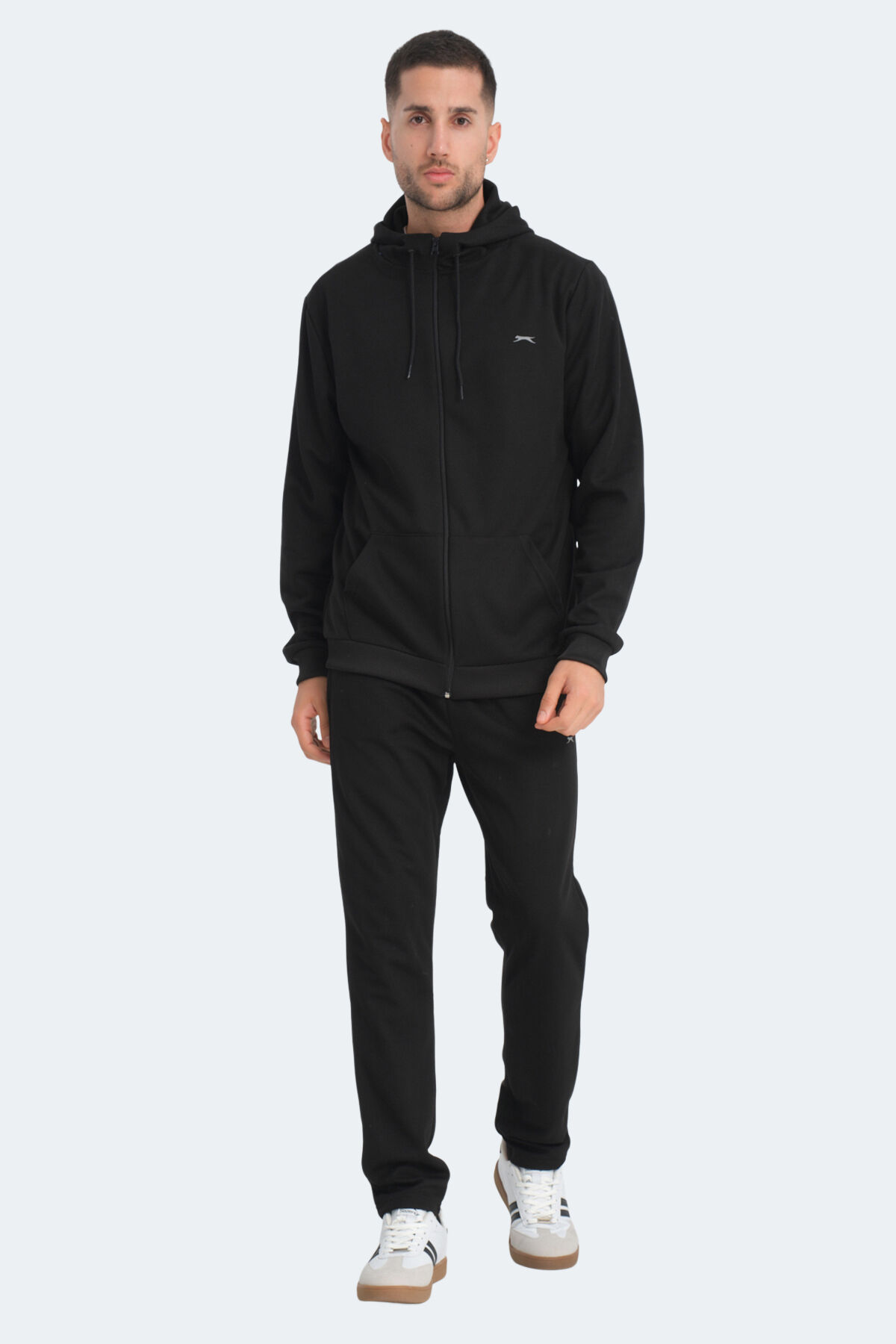Slazenger RICH Erkek Fermuarlı Kapüşonlu Cepli Siyah Eşofman Takımı