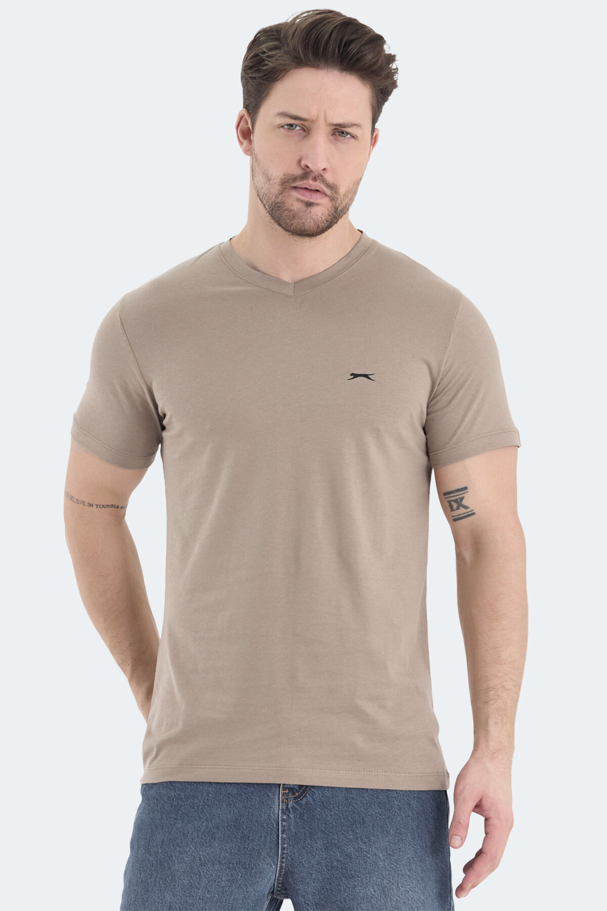 Slazenger RIVALDO Erkek V Yaka Kahve Tişört
