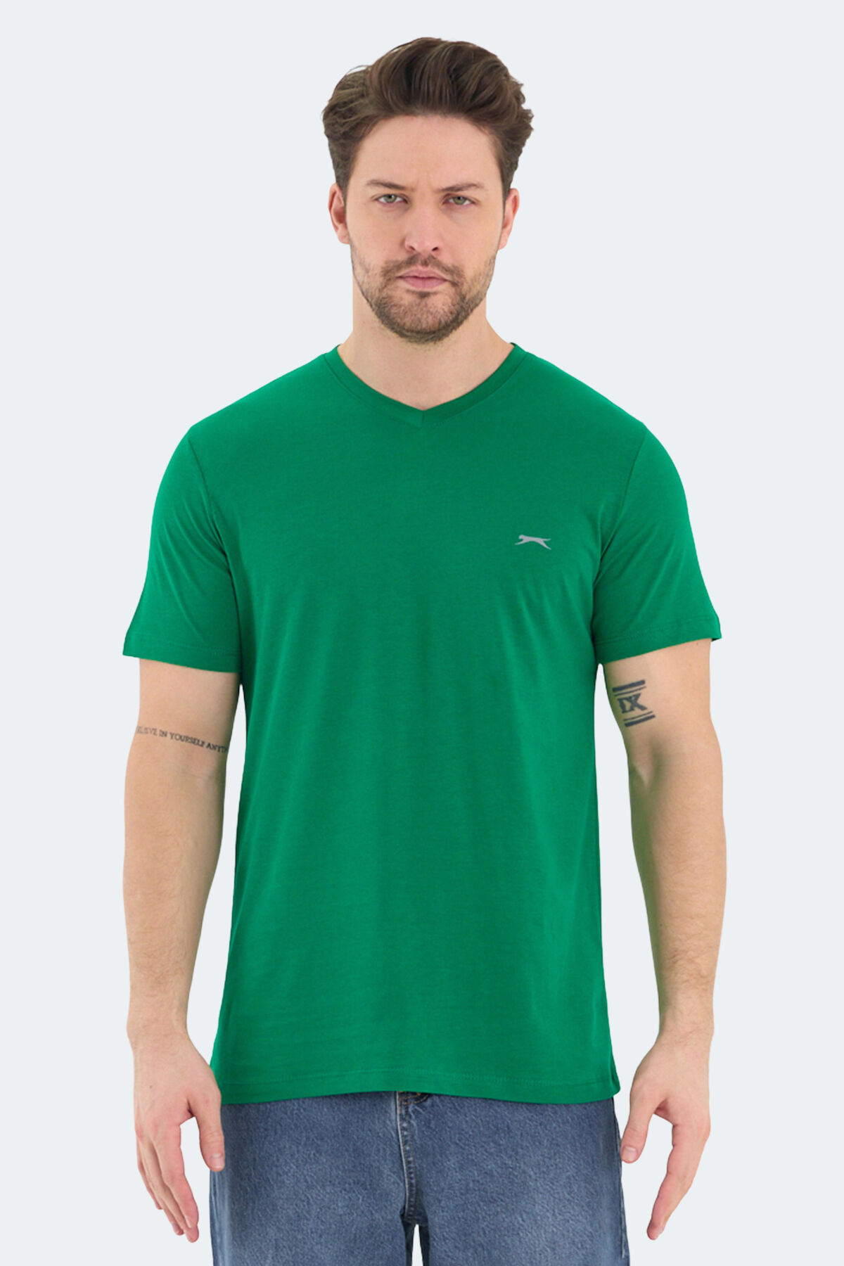 Slazenger RIVALDO Erkek V Yaka Yeşil Tişört