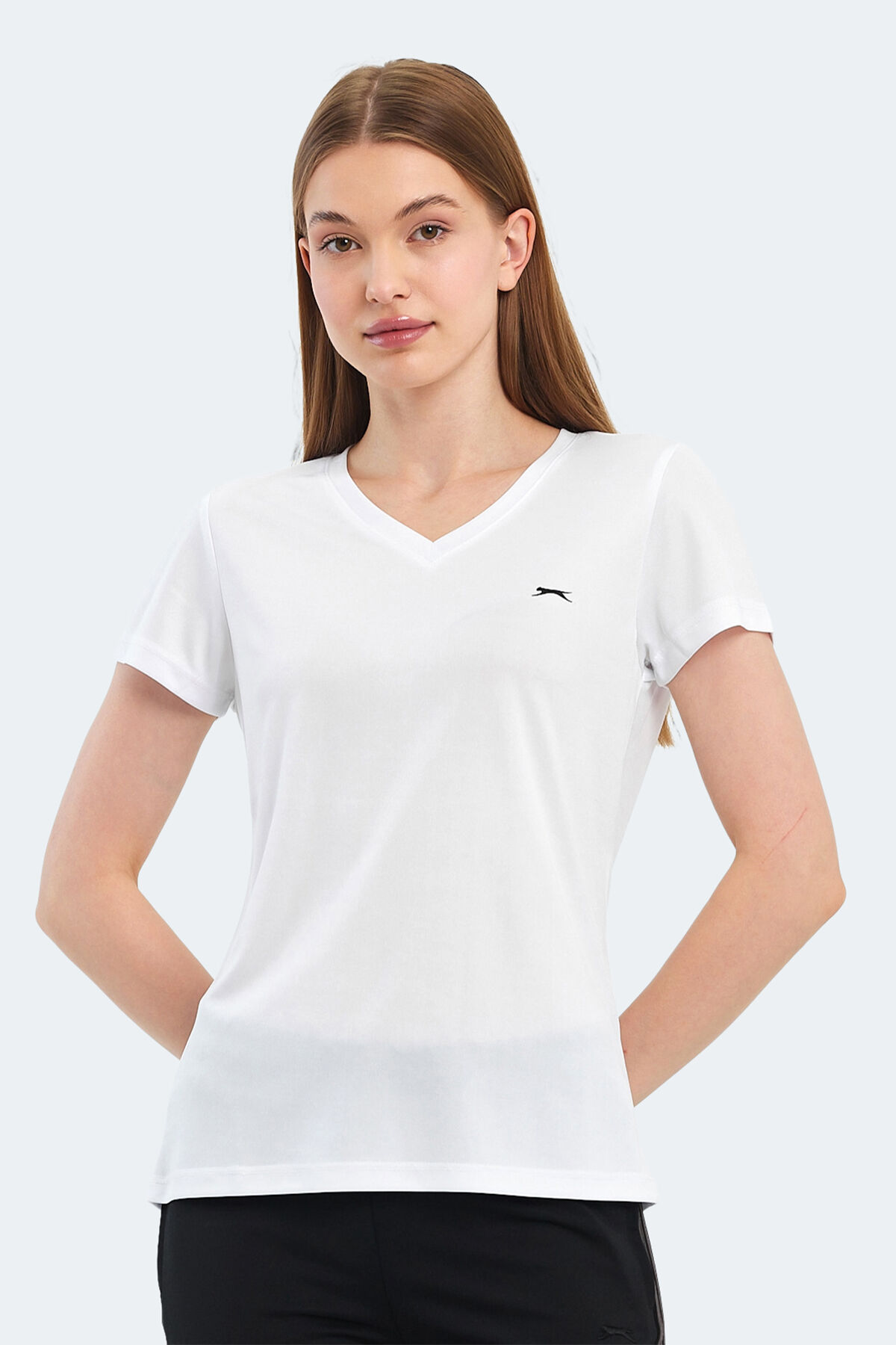 Slazenger RIVE Kadın V Yaka Beyaz Tişört