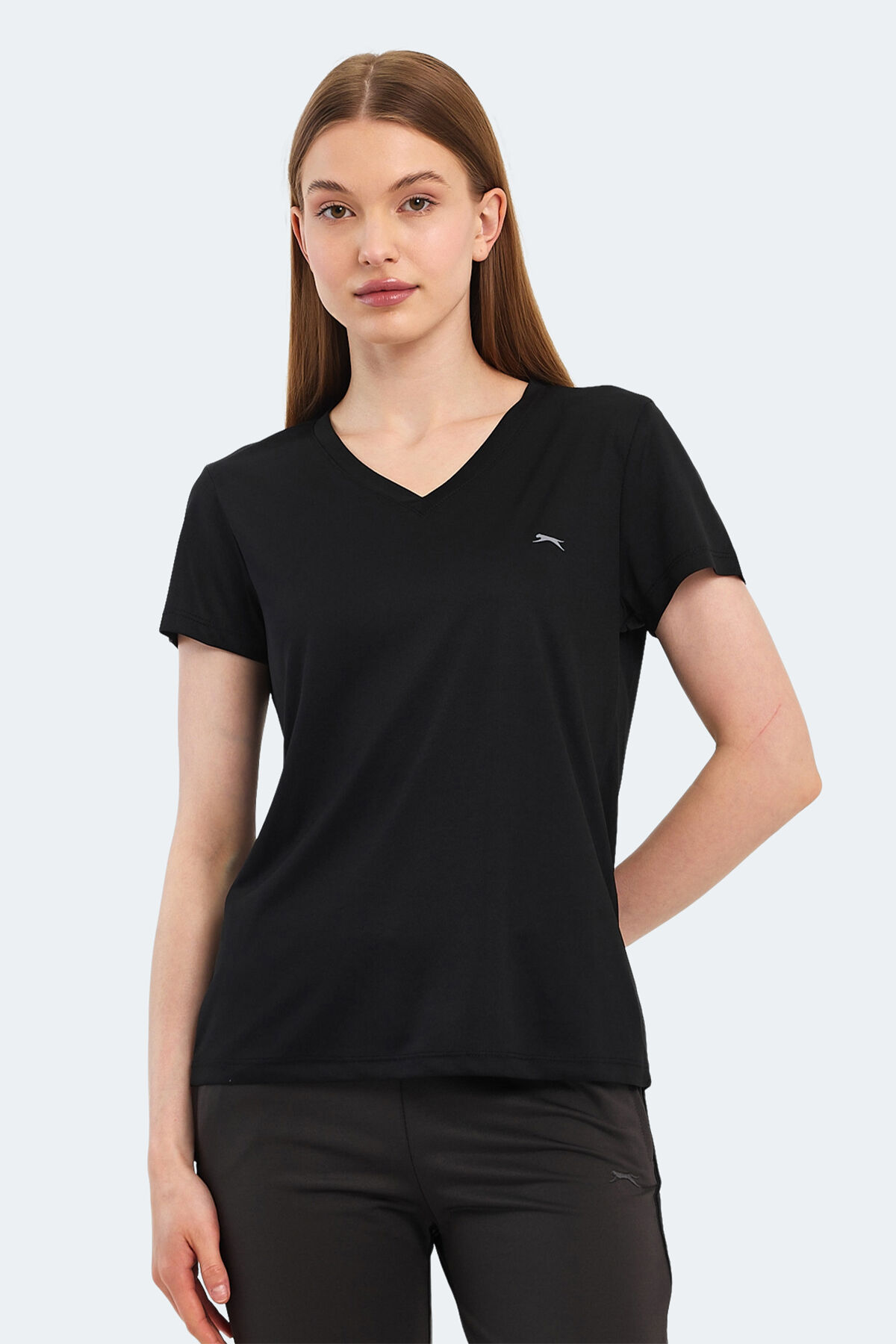 Slazenger RIVE Kadın V Yaka Siyah Tişört