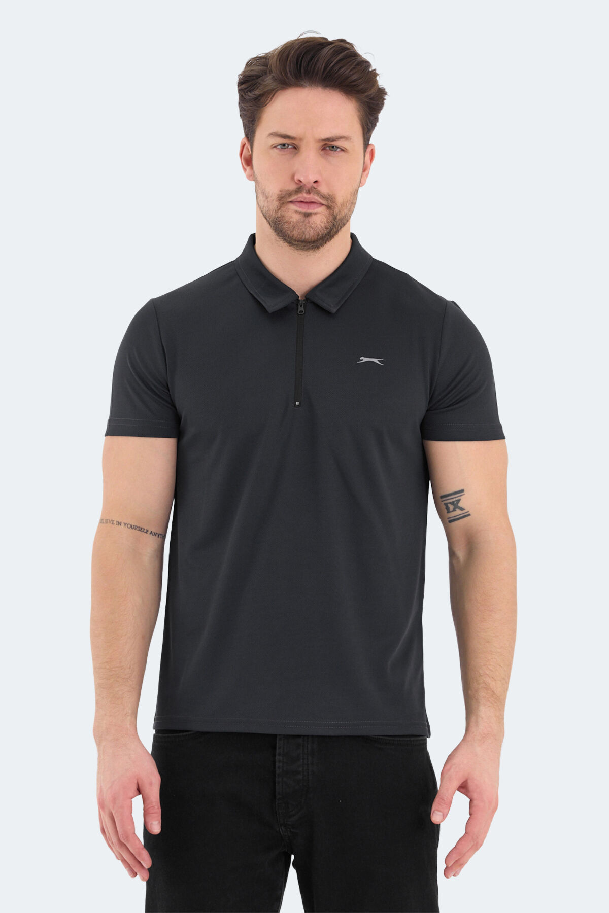 Slazenger ROYAL Erkek Polo Yaka Koyu Gri Tişört