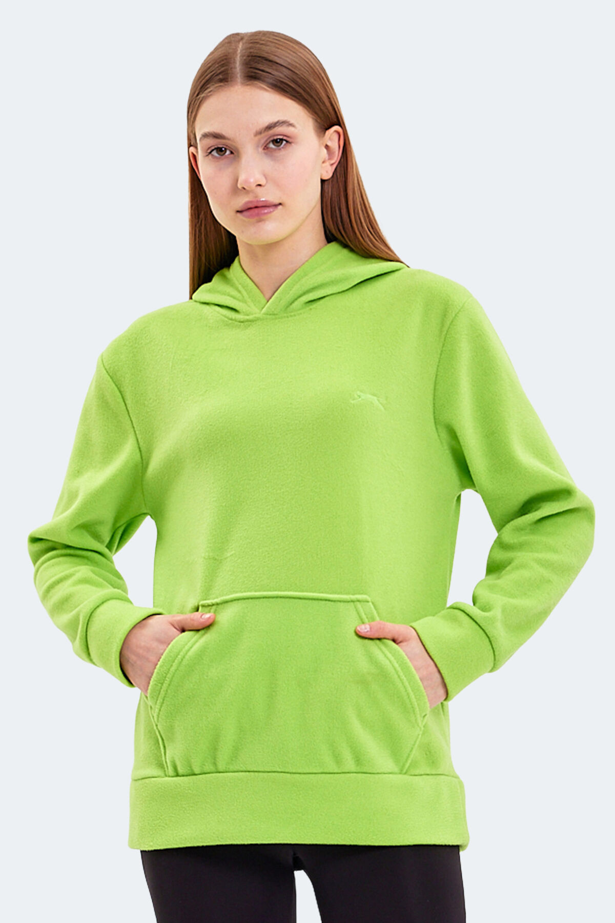 Slazenger SASSA IN Kadın Kapüşonlu Cepli Nane Polar