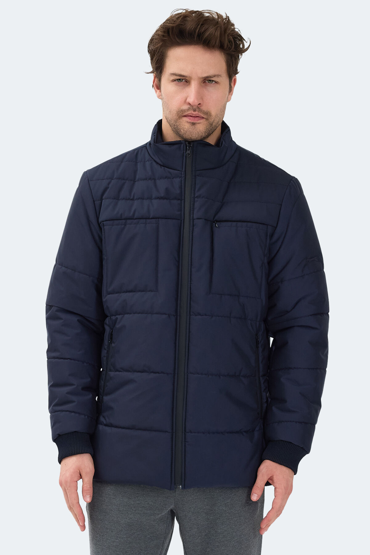Slazenger BALDWING Erkek Dik Yaka Fermuarlı Lacivert Mont & Kaban