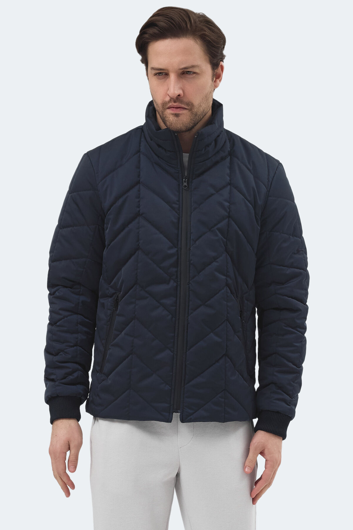 Slazenger BEAST Erkek Dik Yaka Fermuarlı Lacivert Mont & Kaban
