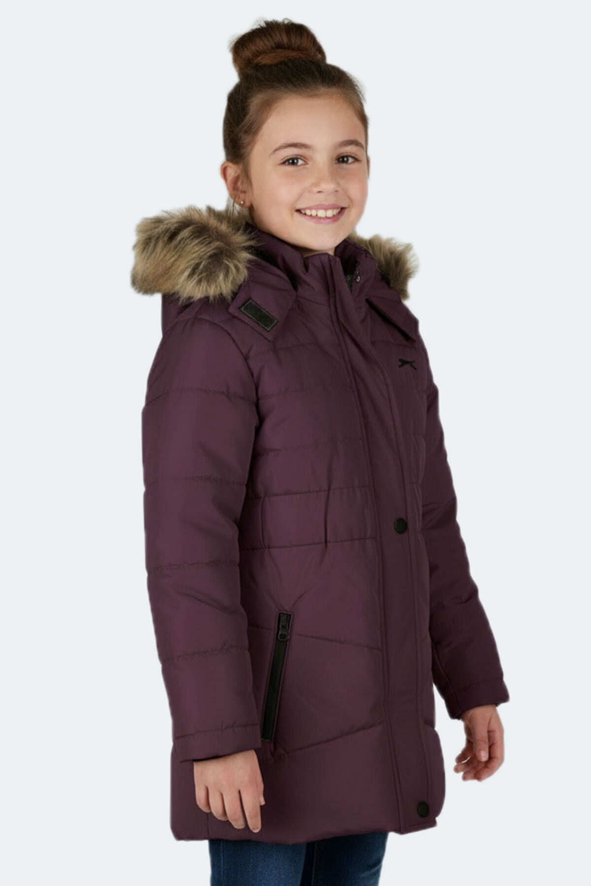 Slazenger CANDY NEW Kız Çocuk Kapüşonlu Şişme Mor Mont & Kaban