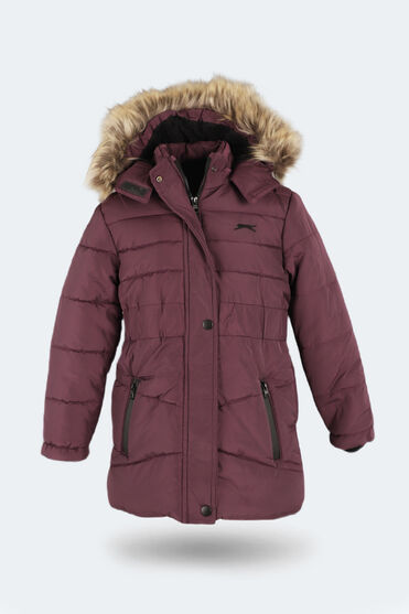 Slazenger CANDY NEW Kız Çocuk Kapüşonlu Şişme Mor Mont Kaban