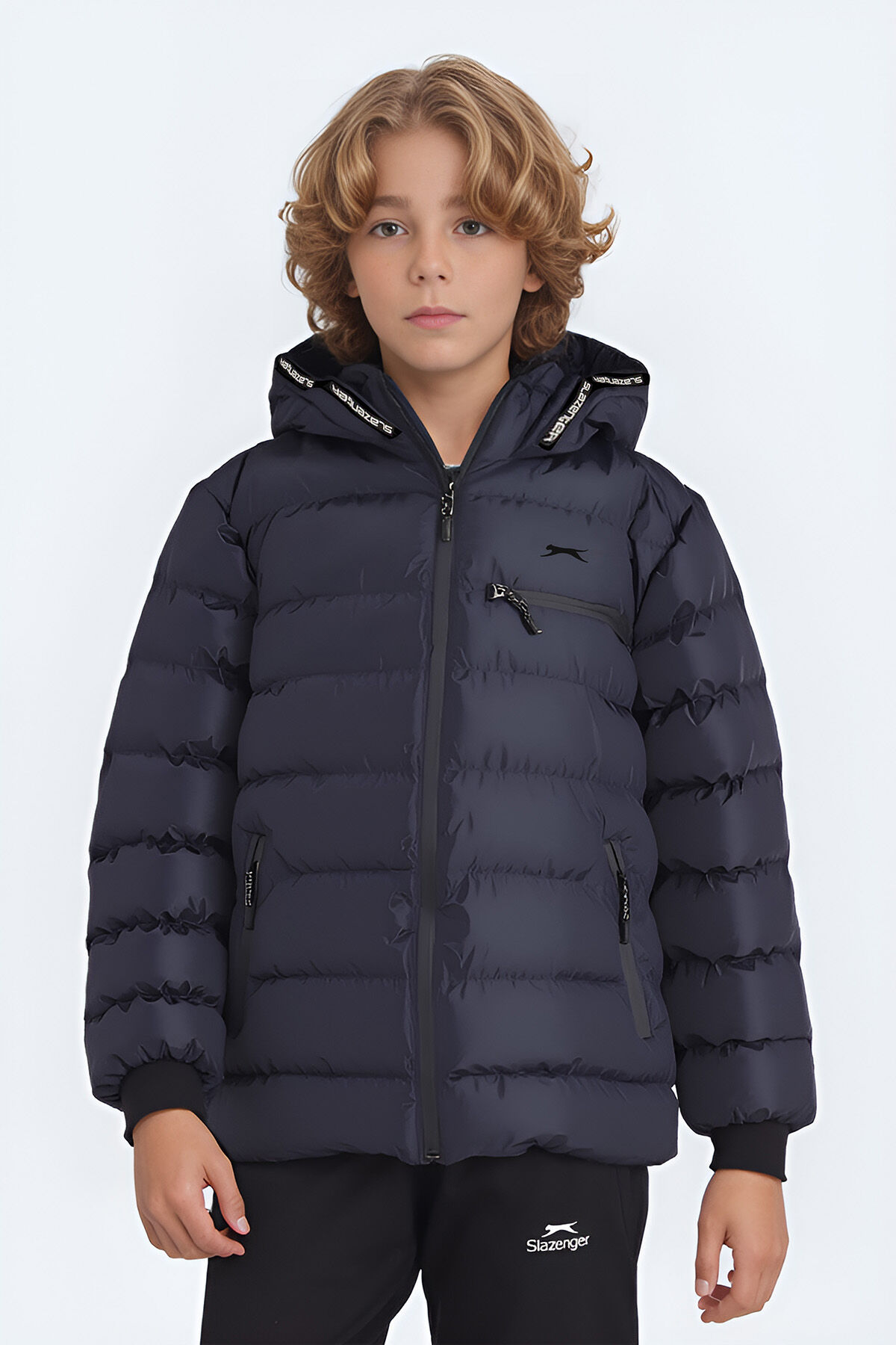 Slazenger CAPTAIN NEW IN Unisex Çocuk Kapüşonlu Şişme Lacivert Mont & Kaban