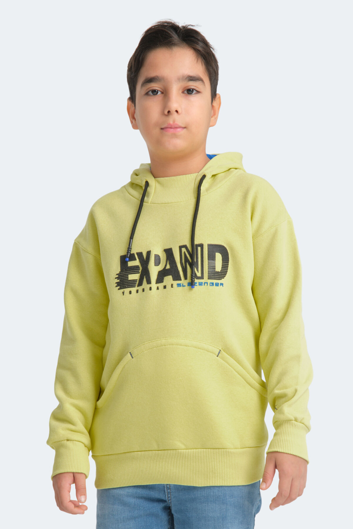 Slazenger DILAY IN Unisex Çocuk Kapüşonlu Cepli Sarı Sweatshırt
