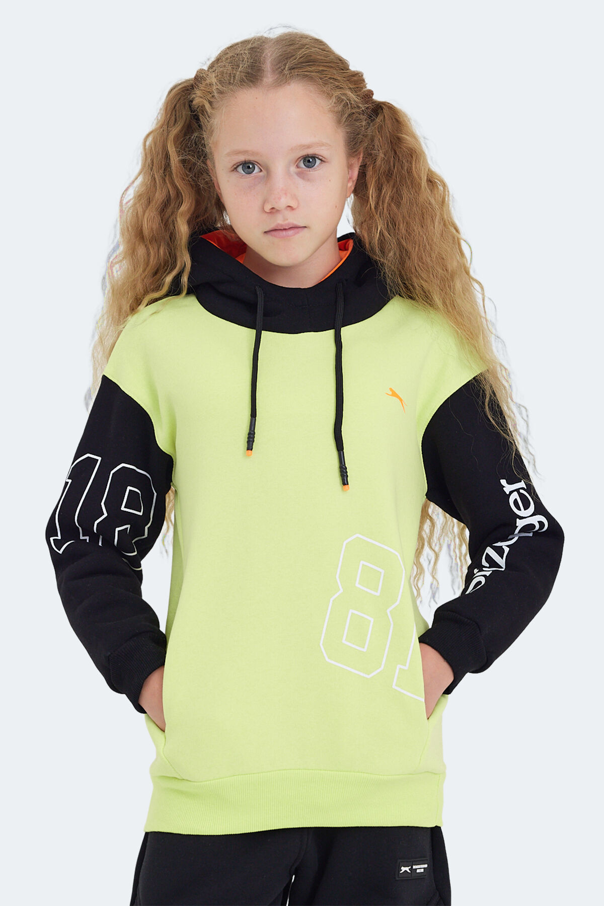 Slazenger DJURO IN Unisex Çocuk Kapüşonlu Cepli Sarı Sweatshırt