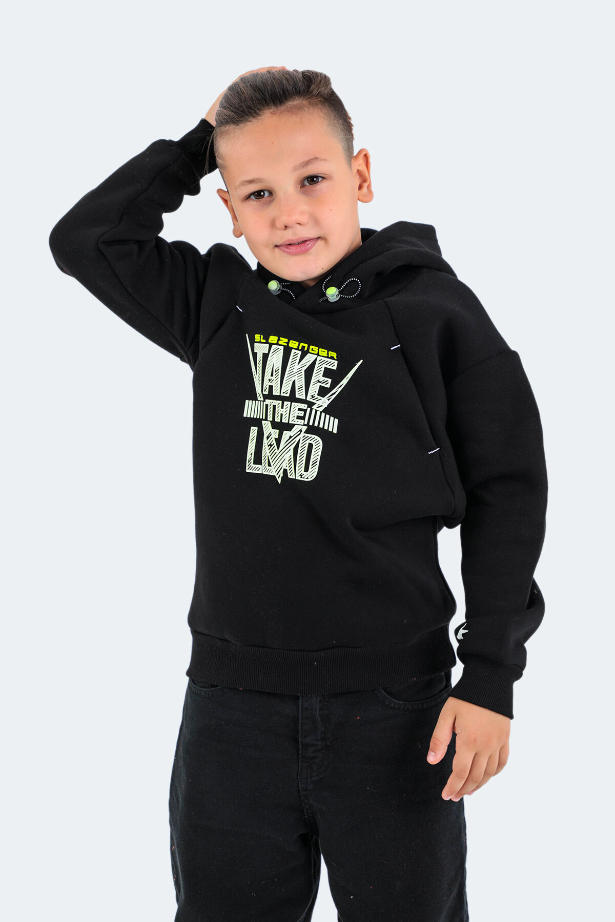 Slazenger DO IN Unisex Çocuk Kapüşonlu Siyah Sweatshırt