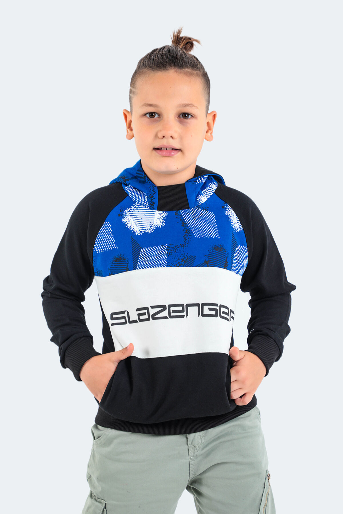 Slazenger DRAGICA IN Unisex Çocuk Kapüşonlu Cepli Siyah Sweatshırt