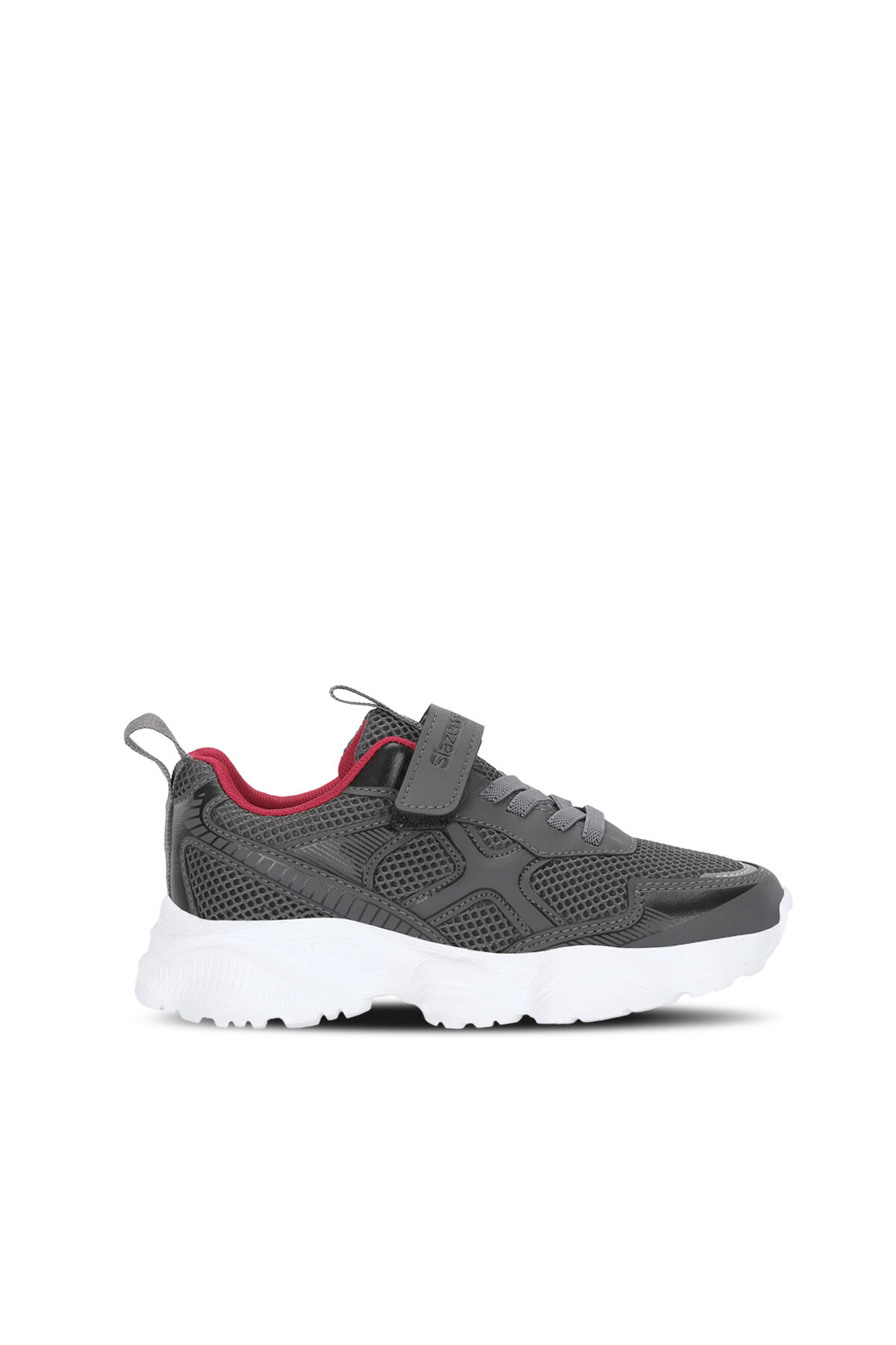 Slazenger FAST TRACK I Unisex Çocuk Cırt Cırtlı Koyu Gri / Kırmızı Günlük Spor Ayakkabısı