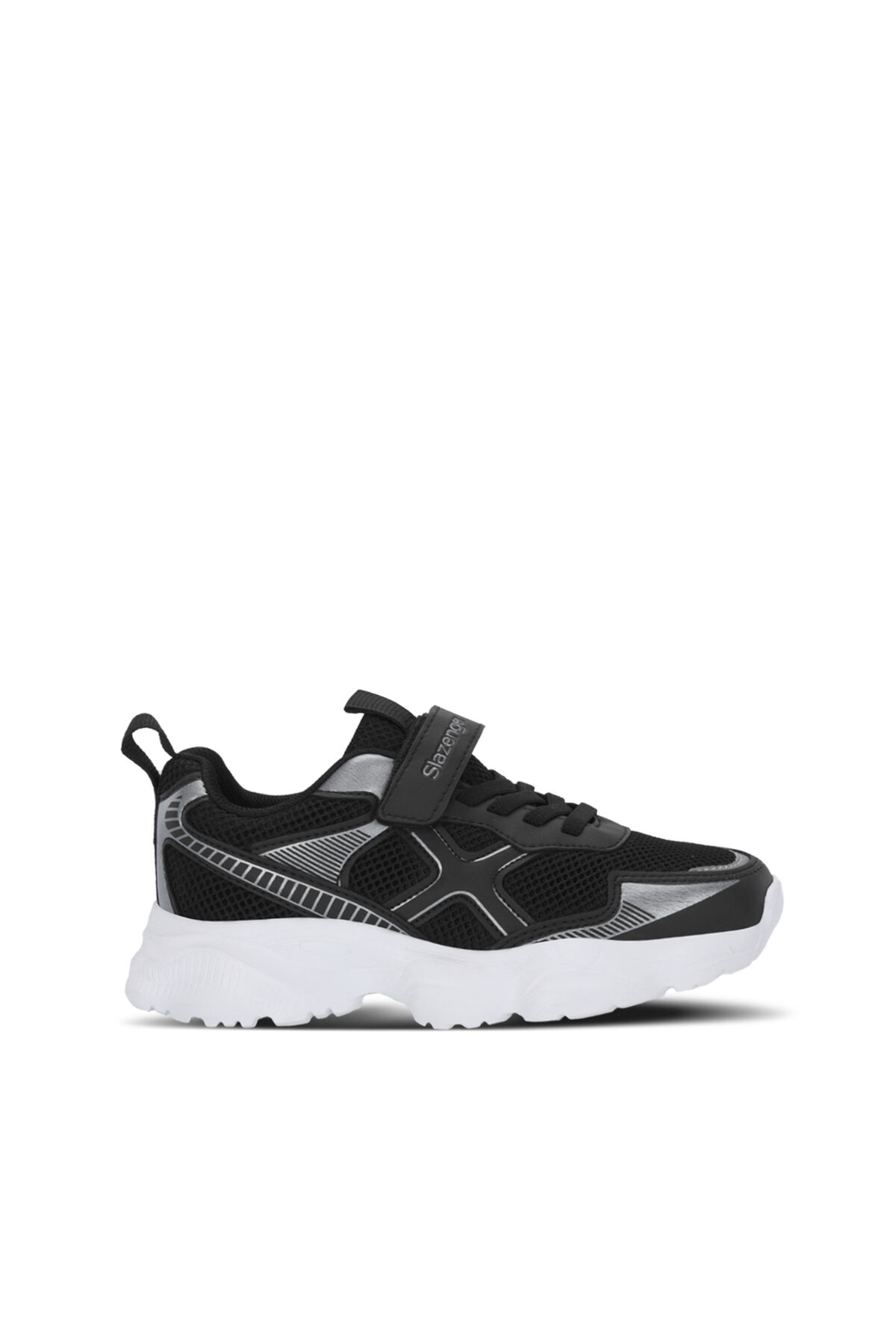 Slazenger FAST TRACK I Unisex Çocuk Cırt Cırtlı Siyah / Gümüş Günlük Spor Ayakkabısı