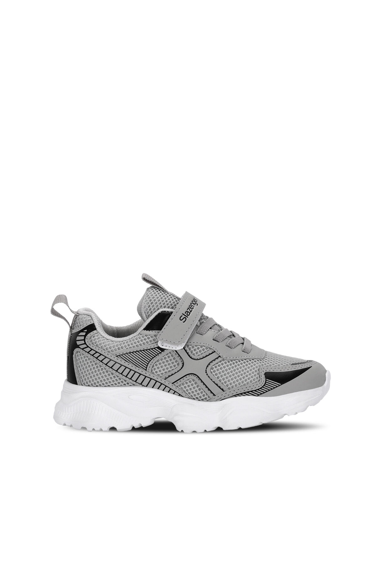 Slazenger FIZZY Unisex Çocuk Cırt Cırtlı Gri / Siyah Günlük Spor Ayakkabısı