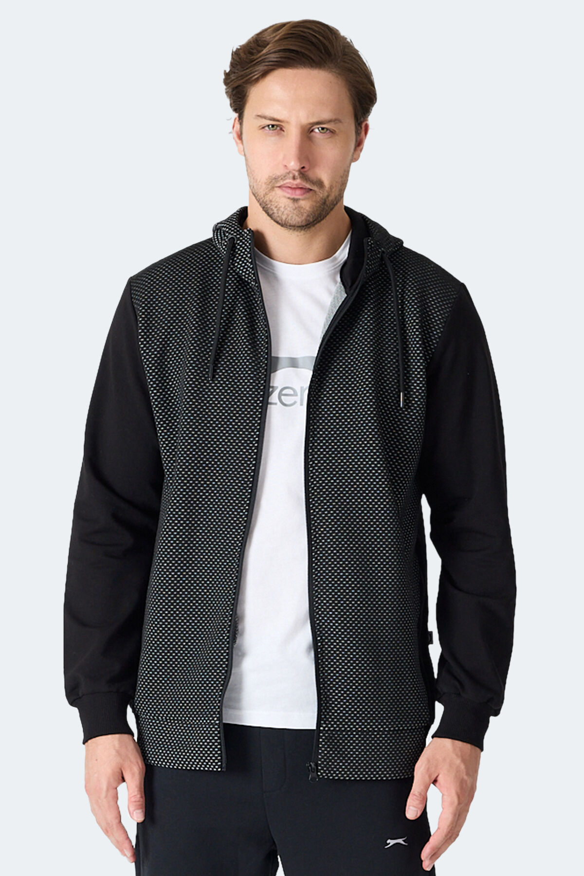Slazenger FLAME Erkek Kapüşonlu Cepli Siyah Sweatshırt