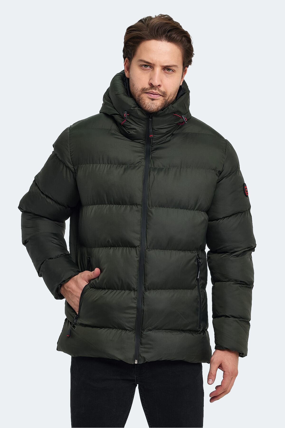Slazenger HANK Erkek Kapüşonlu Şişme Haki Mont & Kaban