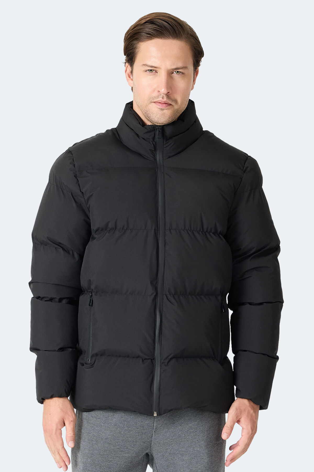 Slazenger HECARIM Erkek Kapüşonlu Şişme Siyah Mont & Kaban
