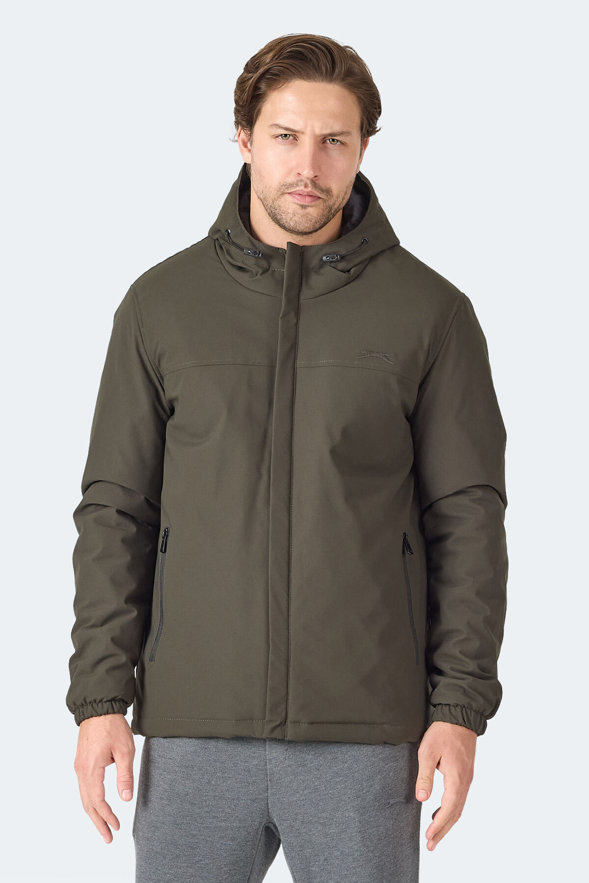 Slazenger HERNIS IN Erkek Kapüşonlu Fermuarlı Haki Mont & Kaban