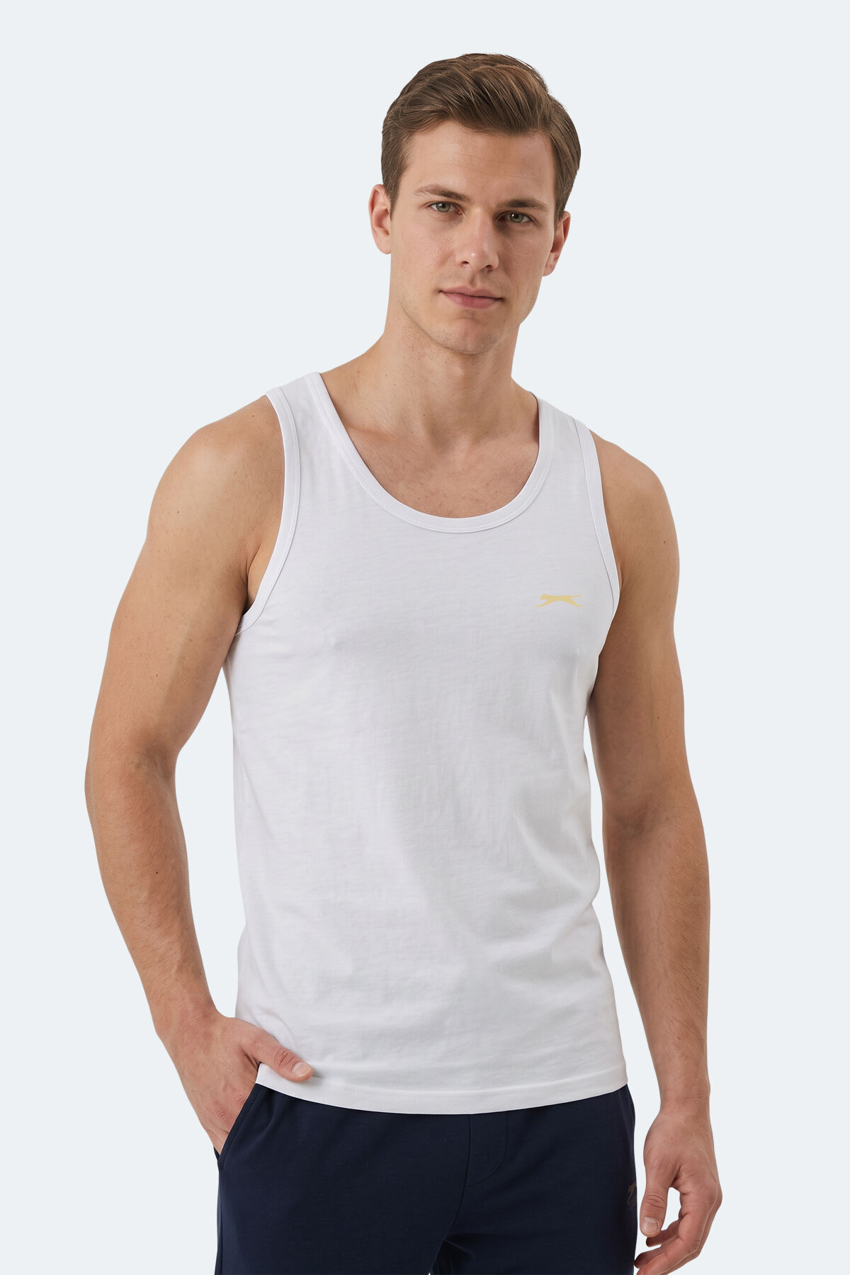 Slazenger HOKEY Erkek Slim Fıt Kolsuz Beyaz Atlet