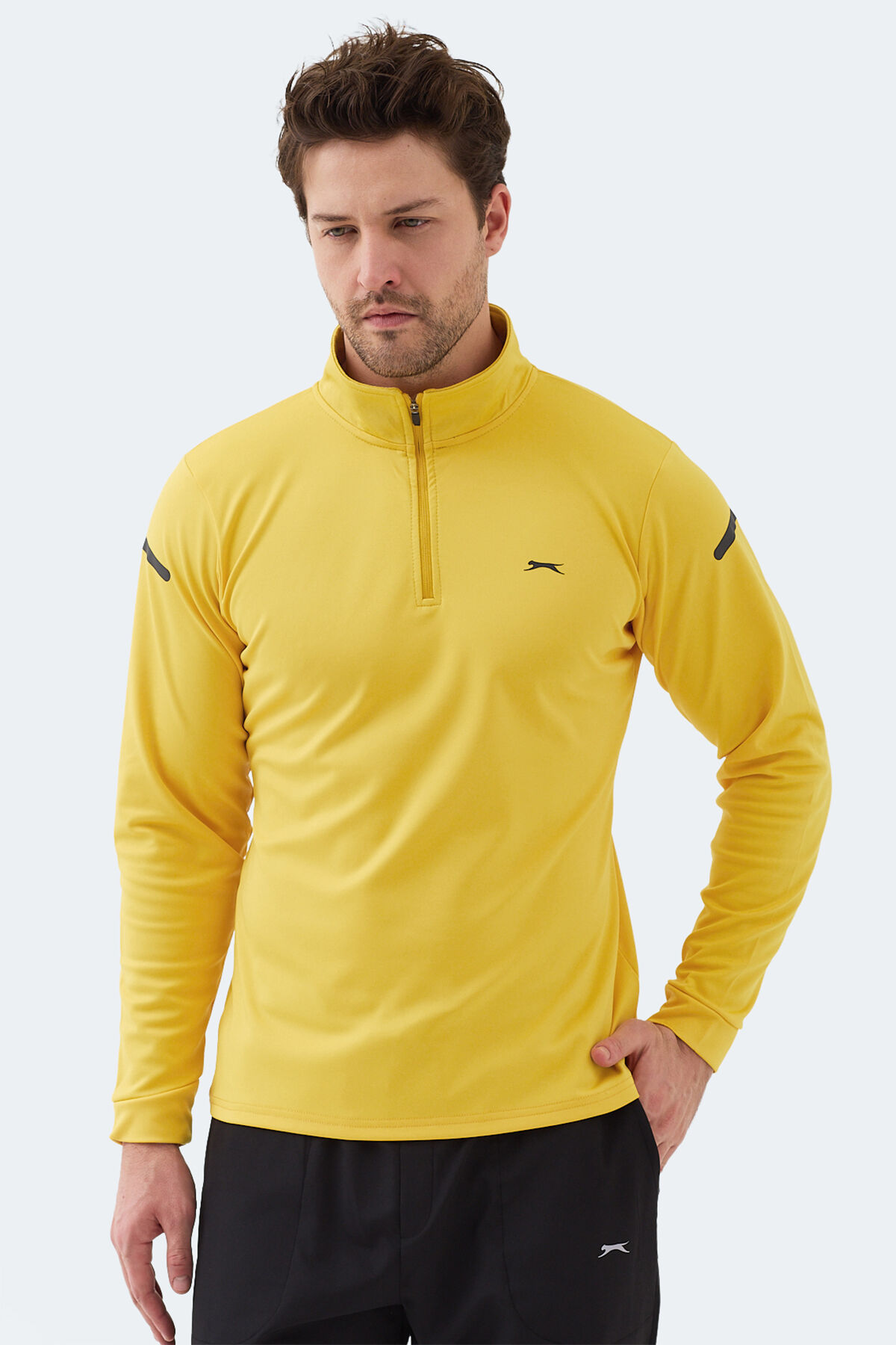 Slazenger INTIMATE I Erkek Dik Yaka Fermuarlı Sarı Sweatshırt